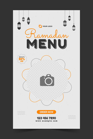 Special Ramadan menu story template, Ramadan story, banner for food product promotionのイラスト素材
