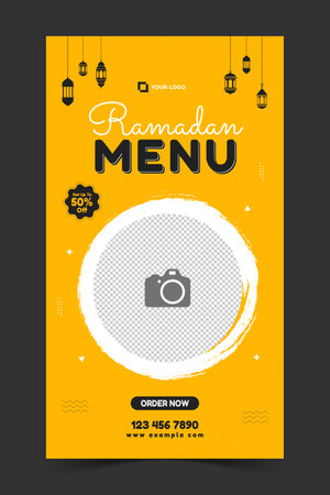 Special Ramadan menu story template, Ramadan story, banner for food product promotionのイラスト素材