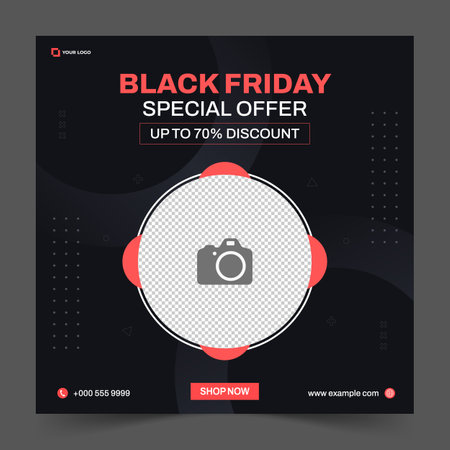 Black friday sale social media post template design. Vector illustration.のイラスト素材