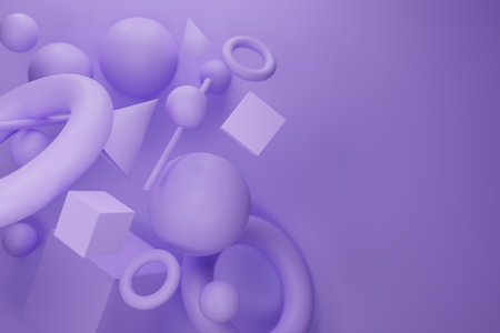 Floating shapes from top 3d rendering empty spaceの写真素材