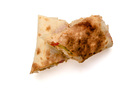 Doner Kebab Gyros Shawarma with meat, salad, onion, tomatoの写真素材