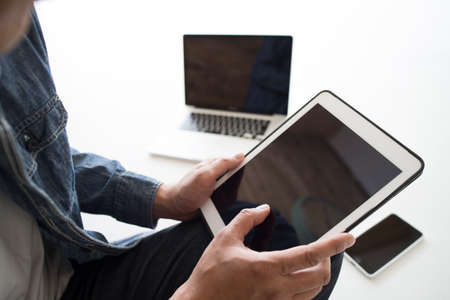 To take advantage of the electronic equipment.の写真素材