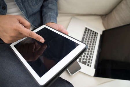 Men use a tabletの写真素材