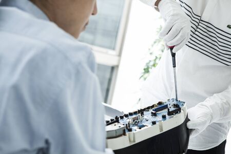 Computer support engineer. Isolated on whiteの写真素材