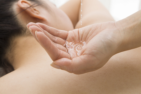 Esthetician for a neck massageの写真素材