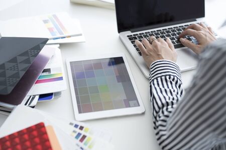Woman using laptopの写真素材