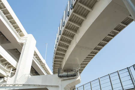 Blue sky and white highway.の写真素材