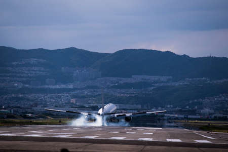 A big airplane will fly away.の写真素材