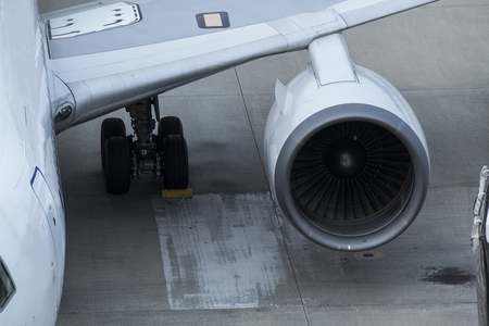 Close up of aircraft feathers and turbines.の写真素材