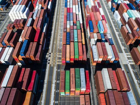 Aerial view of cargo containers.の写真素材