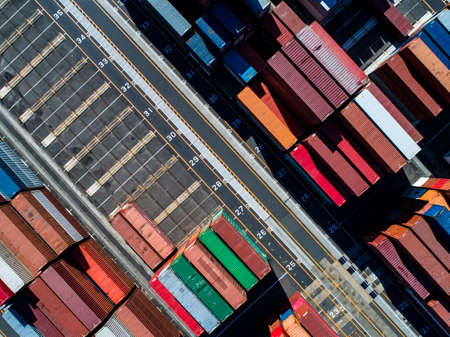 Aerial view of cargo containers.の写真素材