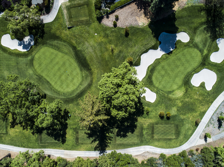 Golf course. bunker. Viewpoint from directly above.の写真素材