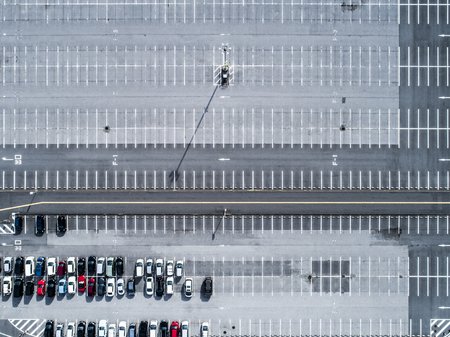 Aerial shooting of a large parking lot. Organized scene.の写真素材
