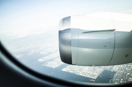Viewpoint from the sky. From the window of the aircraft.の写真素材