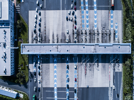 Aerial shooting of Japanese interchange. Highway.