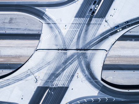 Aerial photograph of a crossing large elevated expressway. aerial photograph.