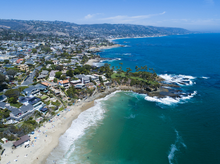 Aerial photograph of resort area. Landscape picture of the beautiful sea, coastline and blue sky.の写真素材