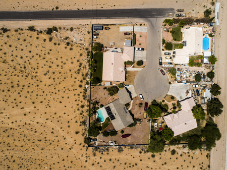 Aerial photograph of a beautiful residential area. Quiet cityscape.の写真素材
