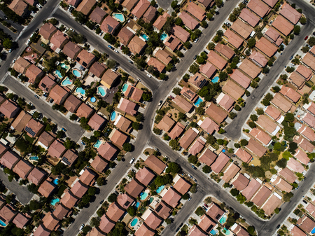 Aerial photograph of beautiful view of residential area of sightseeing spot.の写真素材