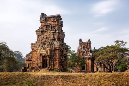 SIEM REAP, CAMBODIA. Kleangi and Prasat Suor Prat in Angkor Thom.の写真素材