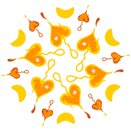 Symmetrical pattern of yellow heartsのイラスト素材