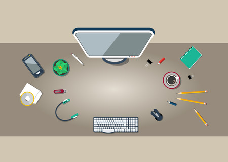 Workplace flat concept. There is a place to insert your text.のイラスト素材