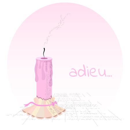 Postcard with a candle and the words adieuのイラスト素材
