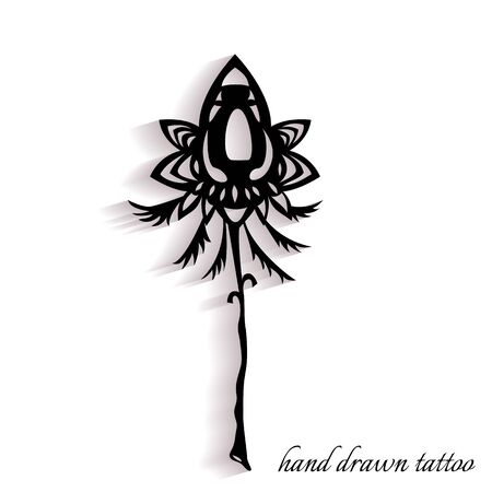 Hand-drawn tattoo pattern with shadowのイラスト素材