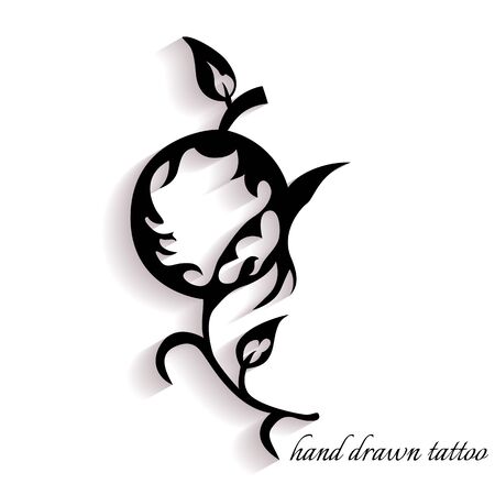 Hand-drawn tattoo pattern with shadowのイラスト素材