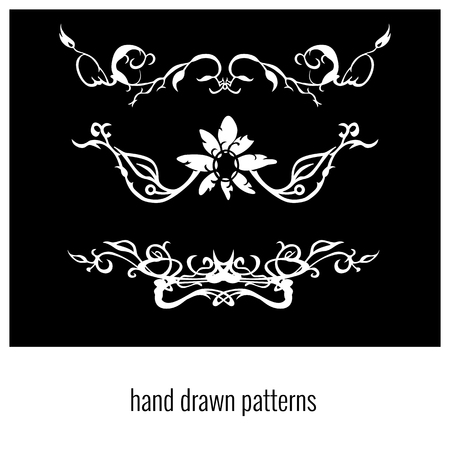 Set of three decorative floral elements of beautiful design Vector Illustrationのイラスト素材