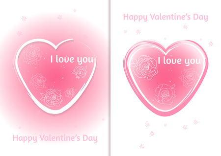Valentines heart. Set of two Valentine's Day card with blurred background. Vector illustrationのイラスト素材