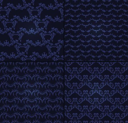 Set of four luxury backgrounds for festive flyer or holiday packages with abstract hand drawn pattern. Vector illustrationの写真素材