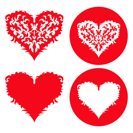 Valentines red hearts set. Hand drawn. Vector illustrationのイラスト素材