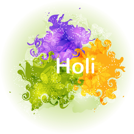 Abstract colorful Happy Holi background. Design for Indian Festival of Colours. Vector illistrationのイラスト素材