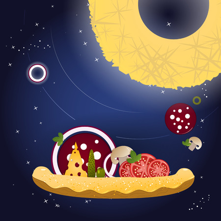 Pizza and ingredients Vector illustrationのイラスト素材
