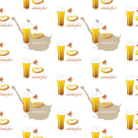 A Seamless pattern with a glass of beer for oktoberfest. Vector illustrationのイラスト素材