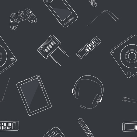Seamless pattern with white line electronic devices.のイラスト素材