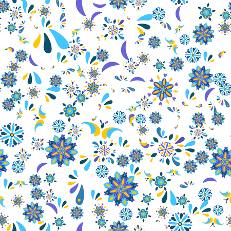 Seamless floral pattern with flowers and leaves. Vector illustration.のイラスト素材