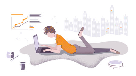 Successful trader or manager are working in the home office.のイラスト素材