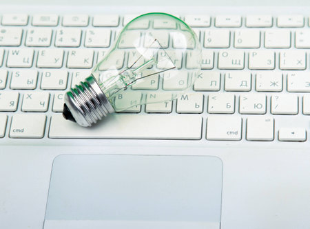Light bulb and computer keyboard