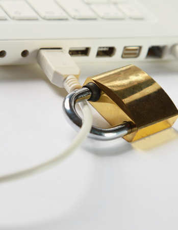 Lock on laptopの写真素材