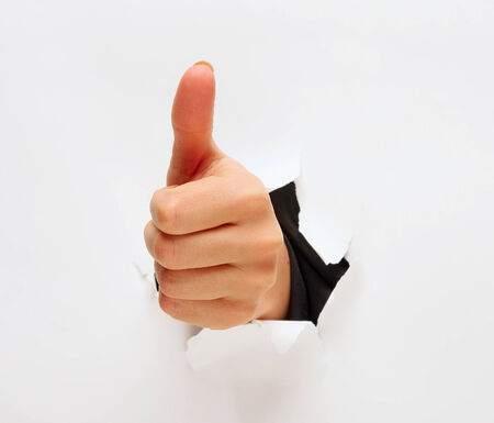 Closeup of a man&#39;s hand showing okay signの写真素材