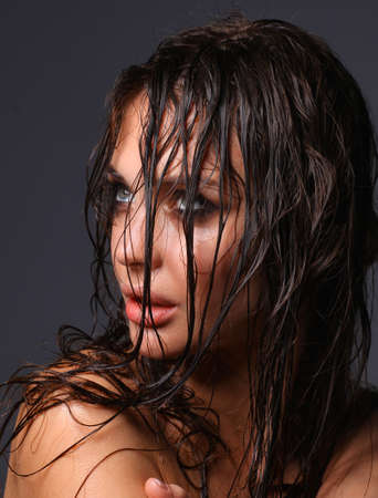 Portrait of young woman with fashion makeupの写真素材