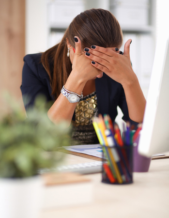 Fashion designer working in studio .の写真素材