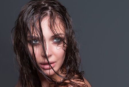 Portrait of young woman with fashion makeupの写真素材