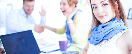 Portrait of attractive female designer in officeの写真素材