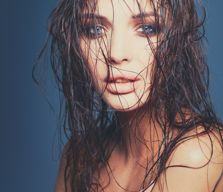Portrait of young woman with fashion makeupの写真素材