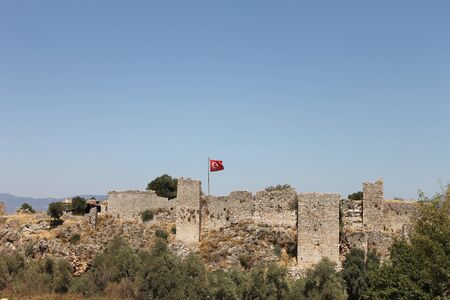 Ancient fortress ruins Bechin, in the province of Milas, Turkeyの写真素材