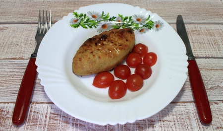Chicken cutlets stuffed with mushrooms and vegetables, ingredients
