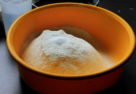 Dumplings made from dough with minced meat - a national dish of Slavic cuisine.の写真素材